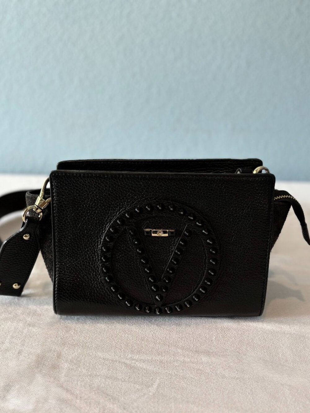 Valentino by Mario Valentino Kiki Rock Black Shoulder Bag